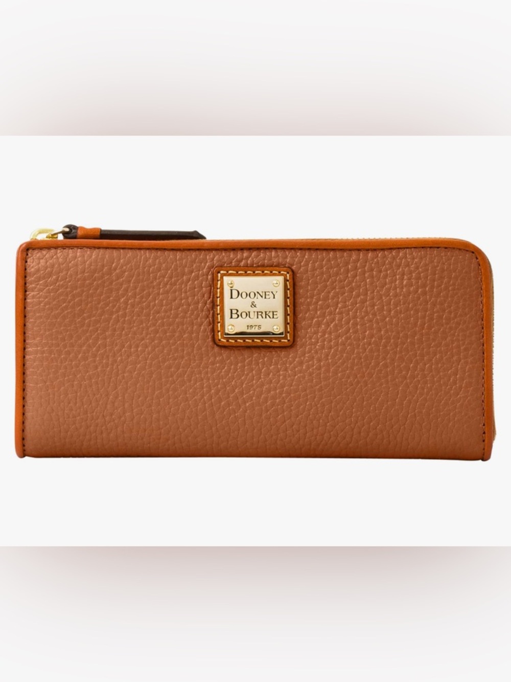 Dooney & Bourke Pebbled Leather Zip Wallet in Cognac Tan: New
